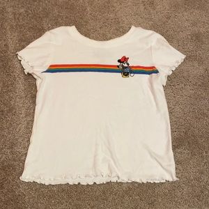 Girls Disney Minnie Mouse Rainbow Cropped Tee